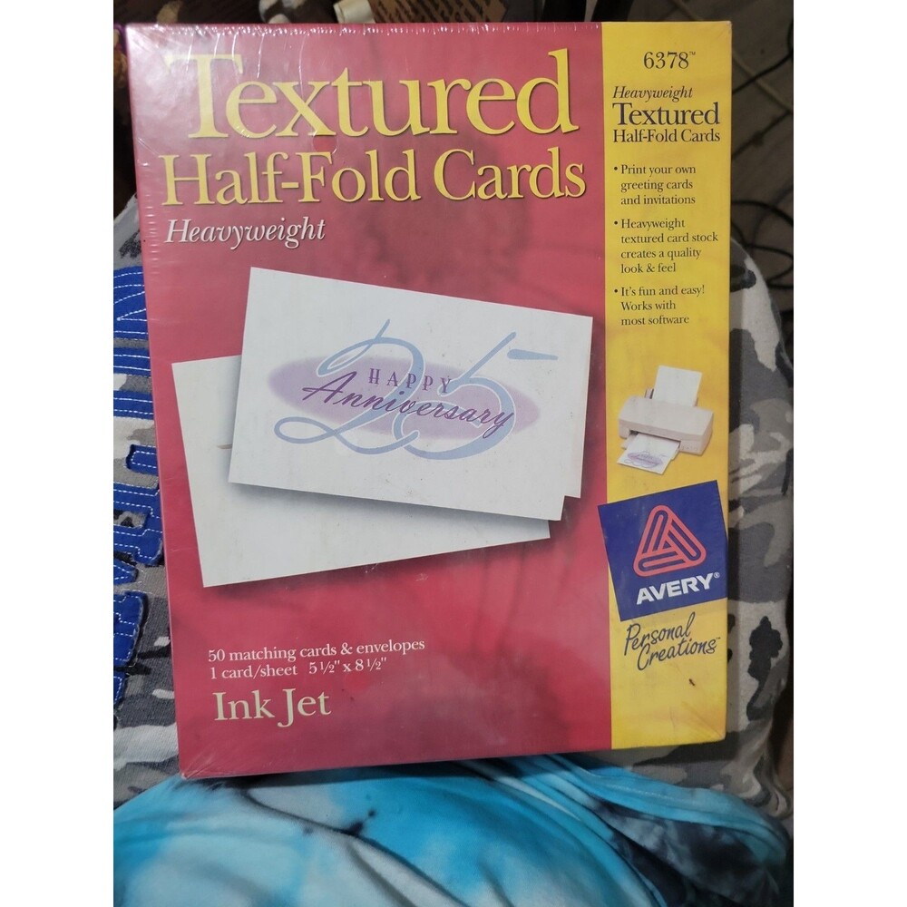 50 Ink-Jet Half Fold Printing Cards by Avery Textured Heavyweight # 6378